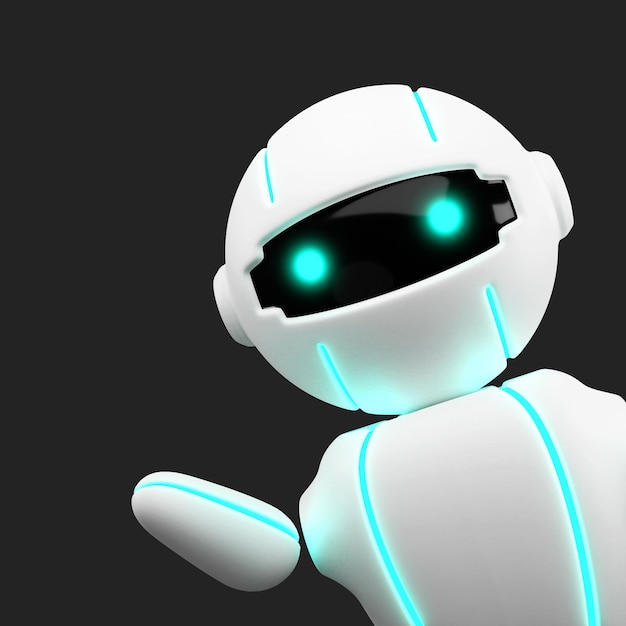 Foto amigable en 3d lindo robot virtual inteligente asistente bot chatbot mascota ai inteligencia artificial