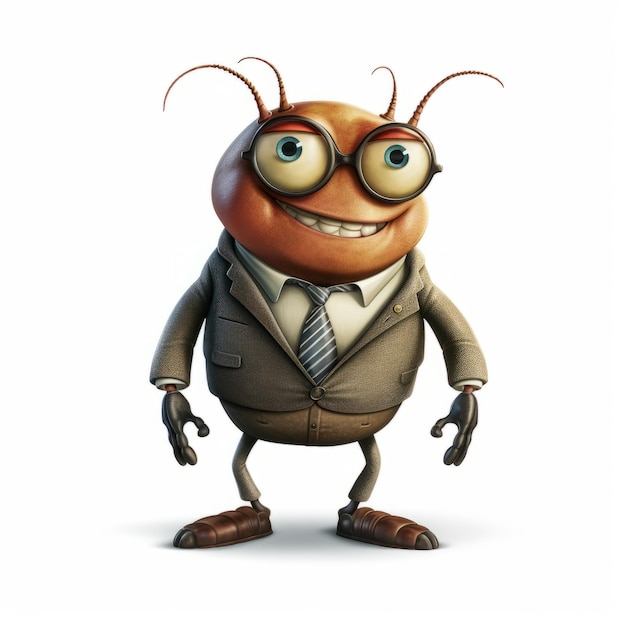Amigable escarabajo antropomórfico en traje Expresión detallada del carácter