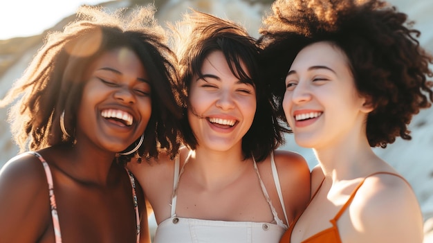 Amigas disfrutan de vacaciones vacaciones y viajes de fin de semana juntos imagen en el mar