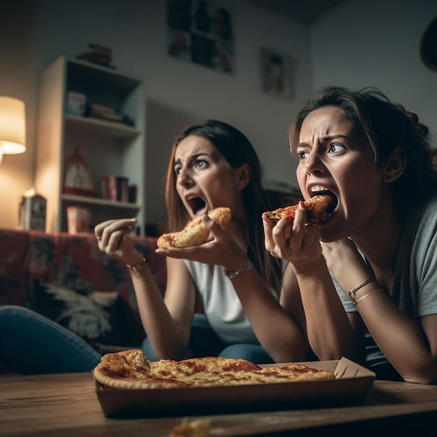 Foto amigas mirando futbol