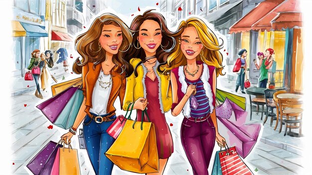 Amigas que van de compras concepto