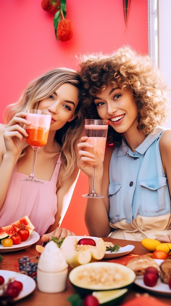 amigas tendo um estilo de vida de brunch Vida autêntica