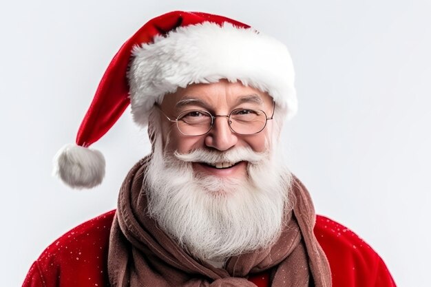 amigável e sorridente Papai Noel 60 anos retrato de meio comprimento recortado fundo branco