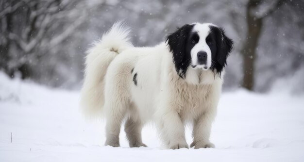 Amigo peludo disfrutando de un día de nieve