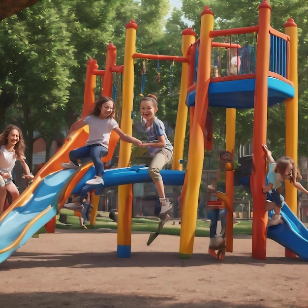 Amigos a divertirem-se no parque