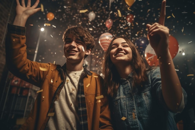 Amigos adolescentes em fantasias comemorando e se divertindo na festa de halloween Pessoas no halloween