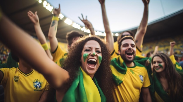 Foto amigos brasileiros fãs de futebol