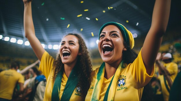 Amigos brasileiros fãs de futebol