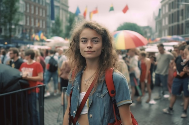 Amigos carismáticos en el Desfile del Orgullo LGBTQ en Ámsterdam Celebración del Orgullo Gay en Ámsterdam