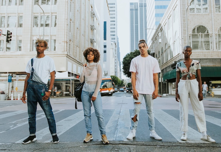 Foto amigos en el centro de los ángeles