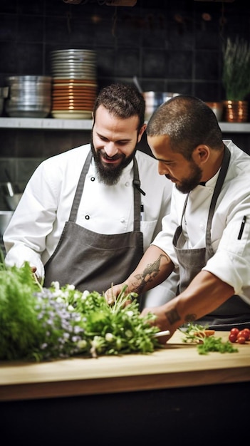 amigos chef cocinero concepto de cocina