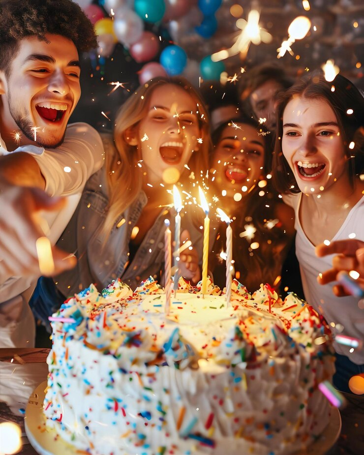 Amigos comemorando aniversários
