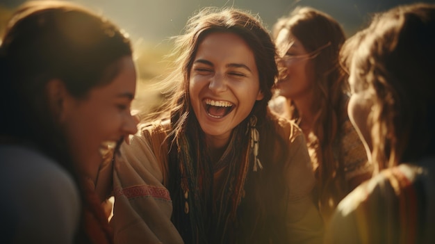 Amigos comparten risas y felicidad en un momento conmovedor IA generativa