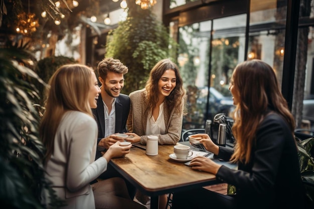 amigos conversando em um café