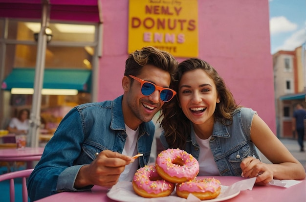 Amigos Desfrutando de Donuts