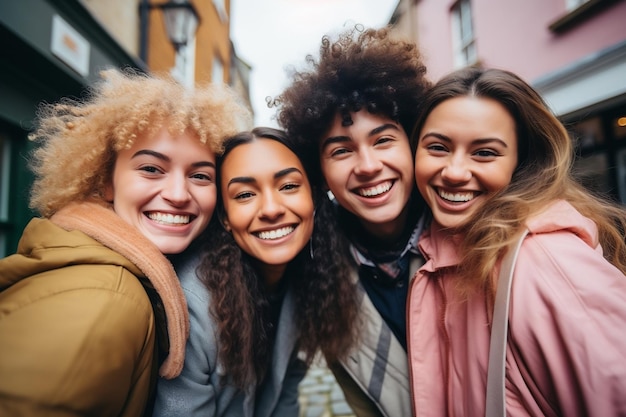 Amigos disfrutando al aire libre juntos IA generativa