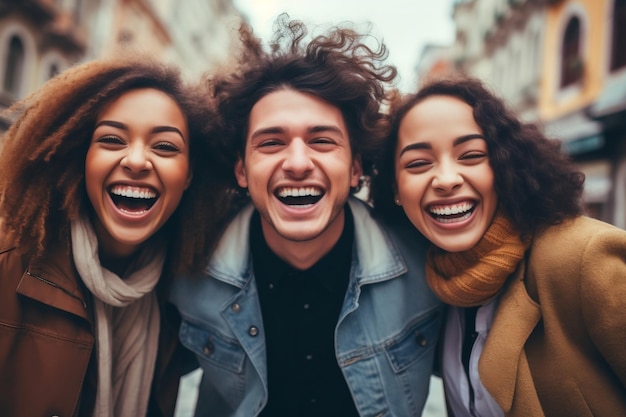 Amigos disfrutando al aire libre juntos IA generativa