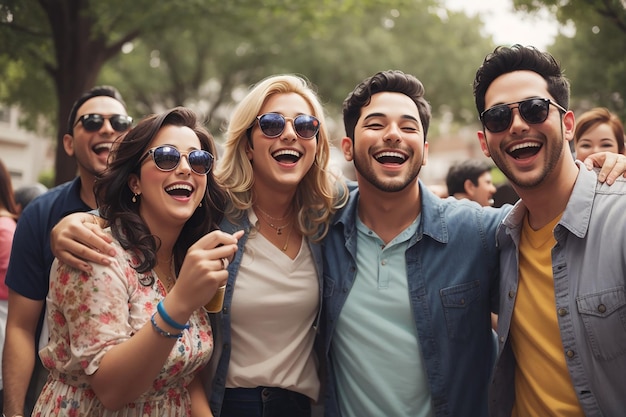 Foto amigos divirtiéndose en su reunión