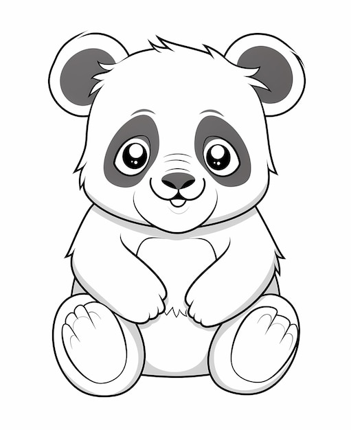 Amigos do Panda encantadores estilo de desenho animado Página para colorir Linhas grossas Sem sombreamento