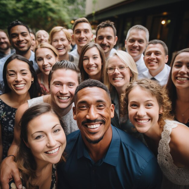 Foto amigos e familiares tirando uma foto em grupo