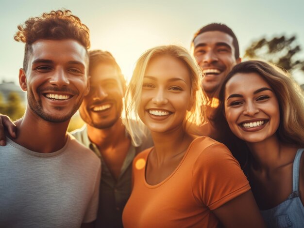 Amigos felizes do Dia da Amizade estão sorrindo