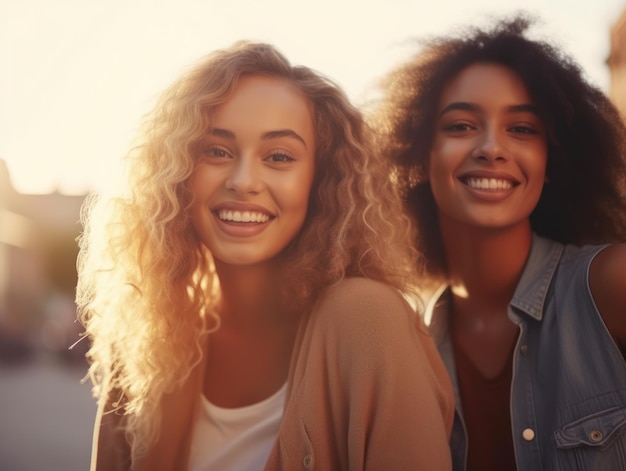 Amigos felizes do Dia da Amizade estão sorrindo