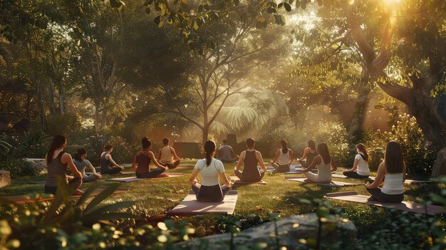 Amigos de fitness haciendo yoga