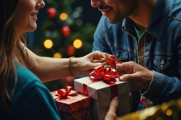 Foto amigos intercambiando regalos sinceros que simbolizan el dep