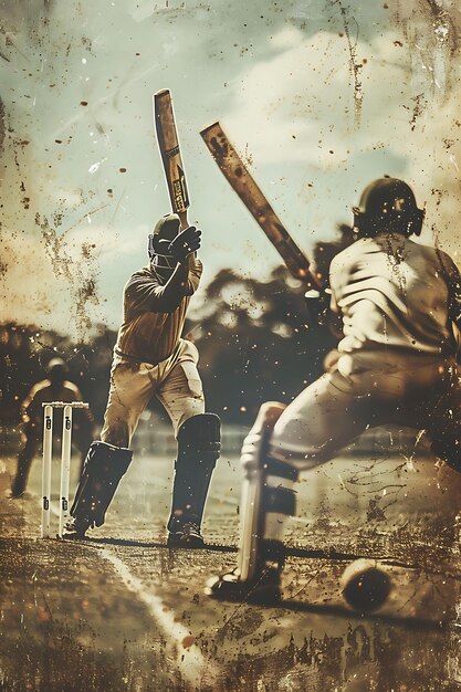 Foto amigos jugando a un juego de cricket en inglaterra con cricket ba vecino holiday fondo creativo