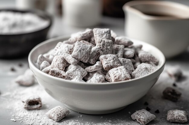 Foto amigos lamacentos com cobertura de chocolate e açúcar de confeiteiro