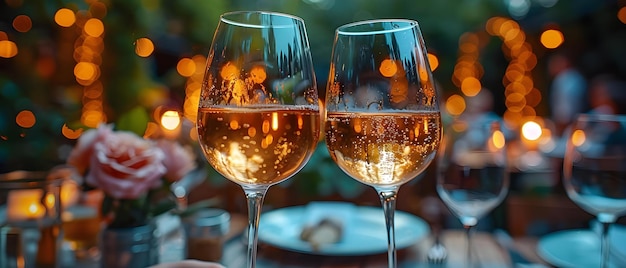 Amigos levantando copas de vino en un brindis en una cena al aire libre en una terraza de un restaurante Concepto de comida al aire libre Degustación de vino Terraza de fiesta Reunión de amigos