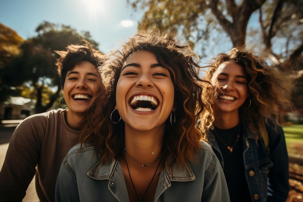 Foto amigos multiculturais rindo juntos ai