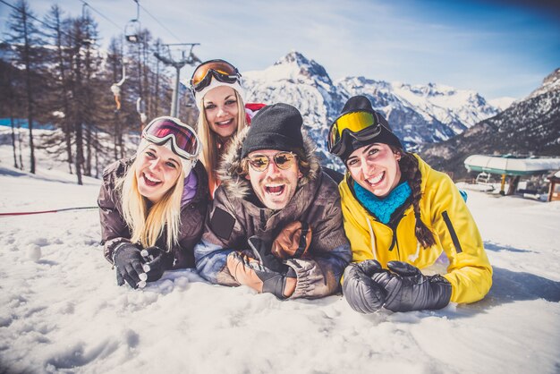 Amigos nas férias de inverno