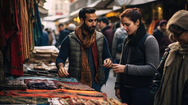 Foto amigos no mercado ao ar livre