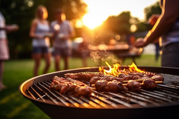 Amigos en una noche de barbacoa