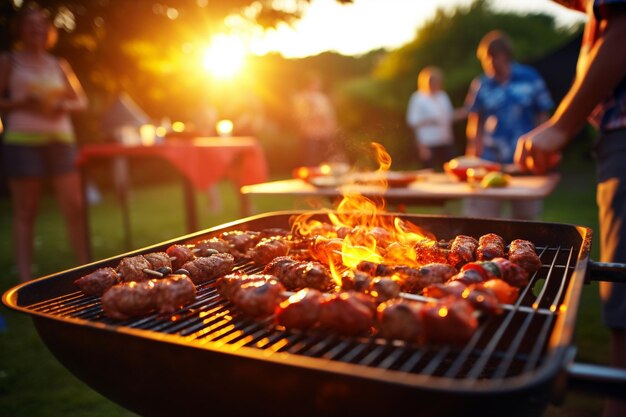 Amigos en una noche de barbacoa