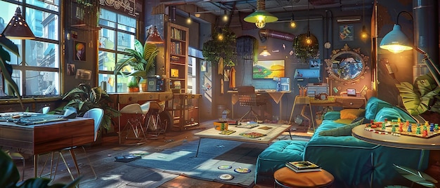 Amigos organizan una noche de juegos con juegos de mesa