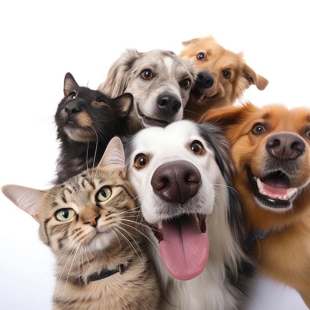 Amigos peludos de Pawsome Pals tiram uma selfie em uma tela limpa