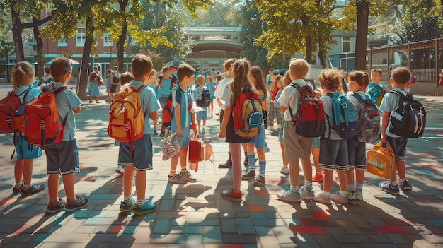 Amigos primer día de escuela