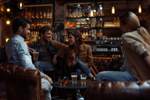 amigos relajándose en un pub IA generativa