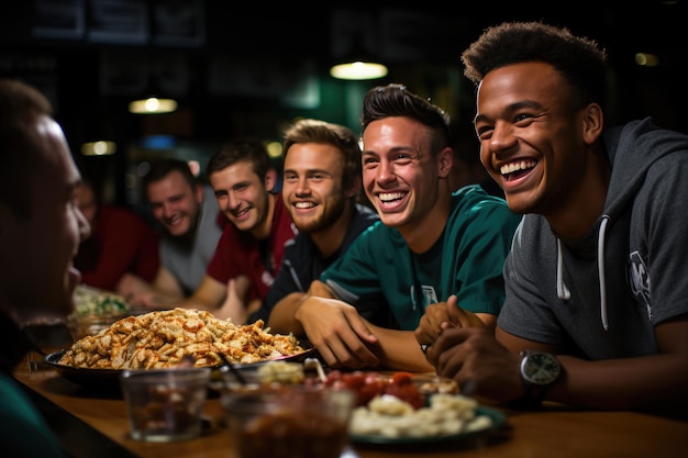 Amigos reunieron pizzas y entusiasmo antes del juego generativo IA