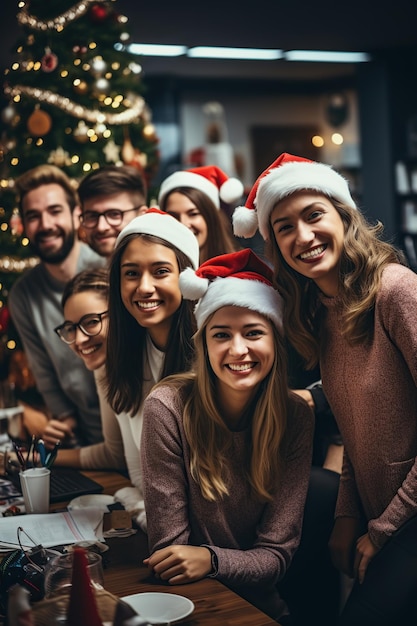 Amigos tomándose una selfie en Navidad generada por IA