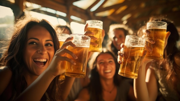 Amigos con vasos de cerveza