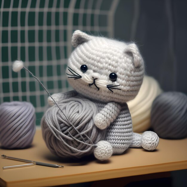 Amigurumi de fio de gato cinza