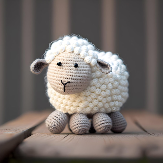 Foto amigurumi de fio de ovelha bege