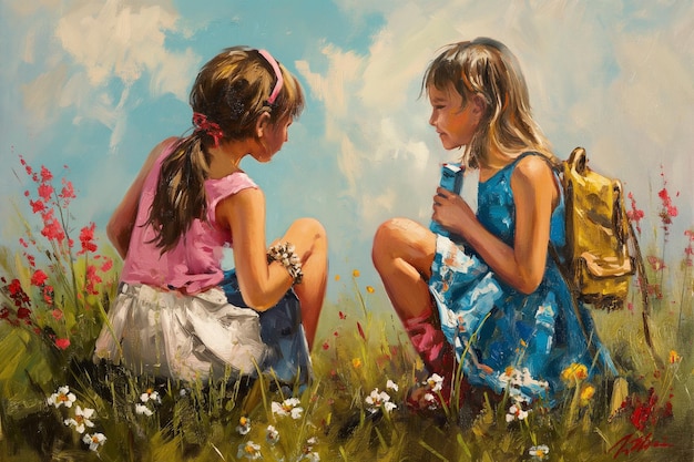 amistad de niñas para la escuela