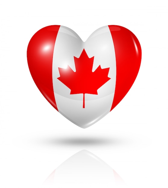 Amo el icono de la bandera del corazón de Canadá