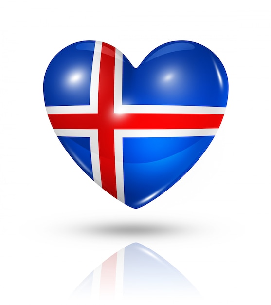 Amo o ícone de bandeira do coração da Islândia