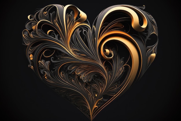 Amor abstracto forma en forma de corazón sobre fondo negro
