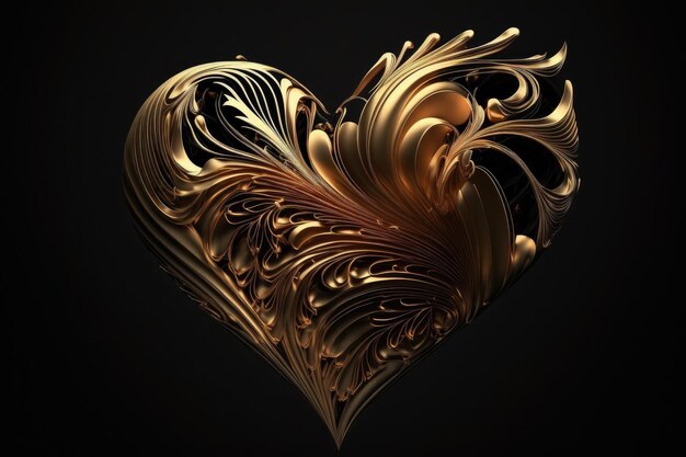 Amor abstracto forma en forma de corazón sobre fondo negro